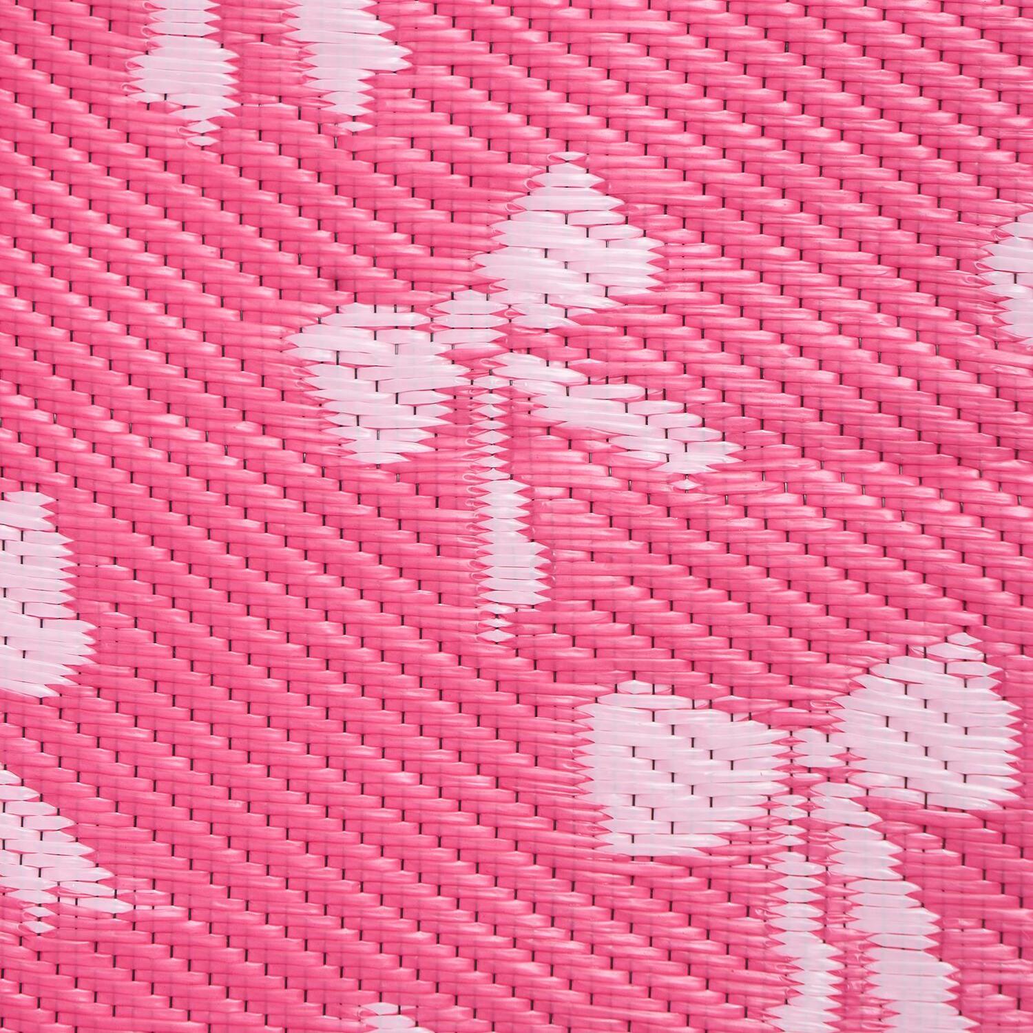 OHS Bows Reversible Outdoor Garden Rug Waterproof Area Mat in Pink | Size: 80 cm x 150 cm