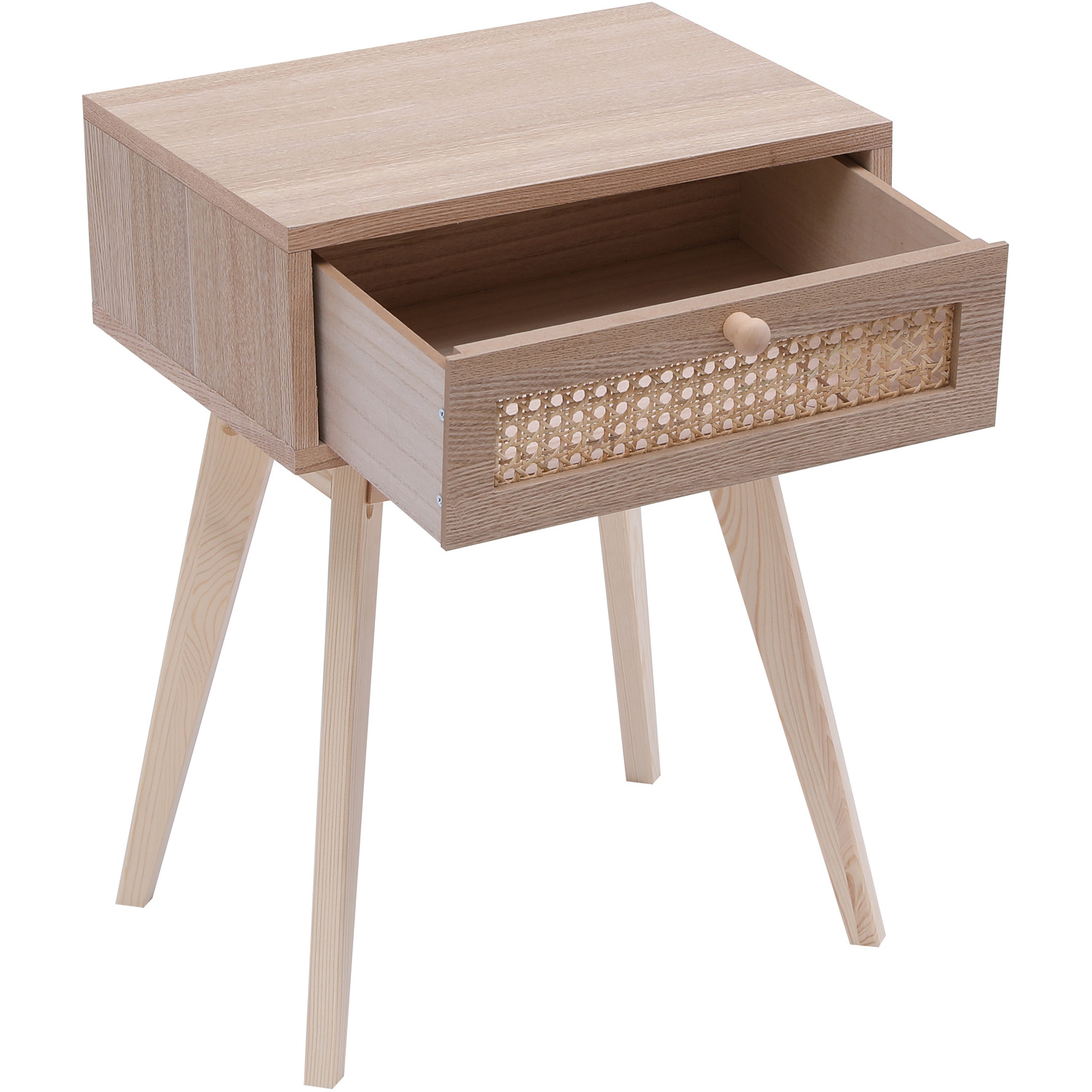 Rattan Cane Bedside Table - Natural