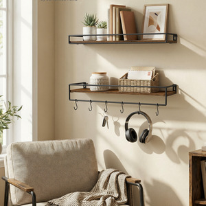 2-Pack Rustic Floating Wall Shelves