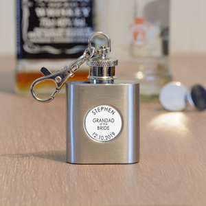 Personalised Wedding Party Hip Flask Key Ring