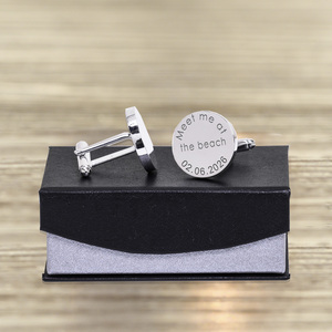 Personalised Meet me at the Beach Cufflinks - Silver Finish