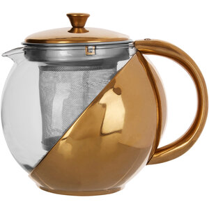 Fuso  Gold Finish Glass 600 ml Teapot With Infuser