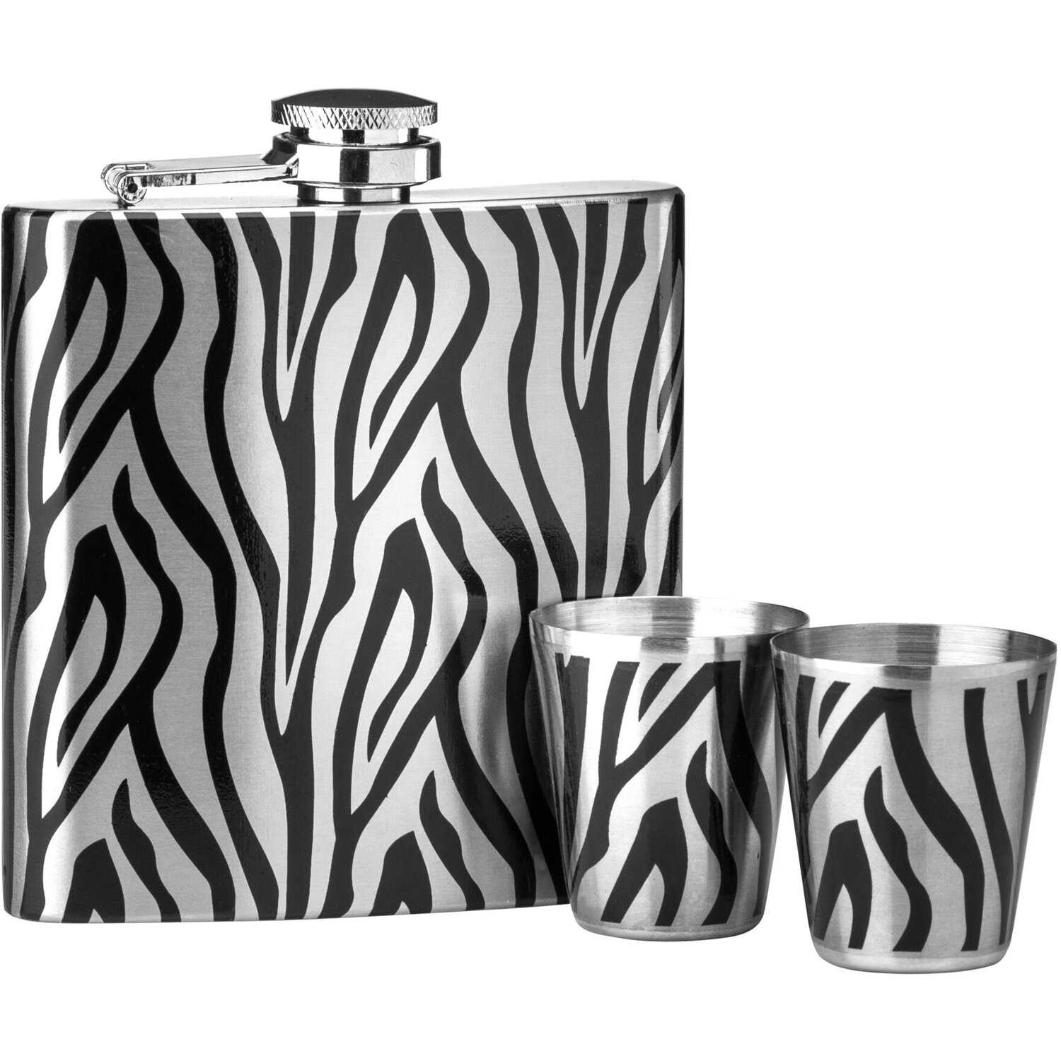 Auden Zebra  Hip Flask and Shot Glasses Set - Assorted