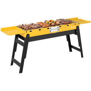 Outsunny BBQ Grill, Charcoal Barbecue with 2 Side Shelves and Handle