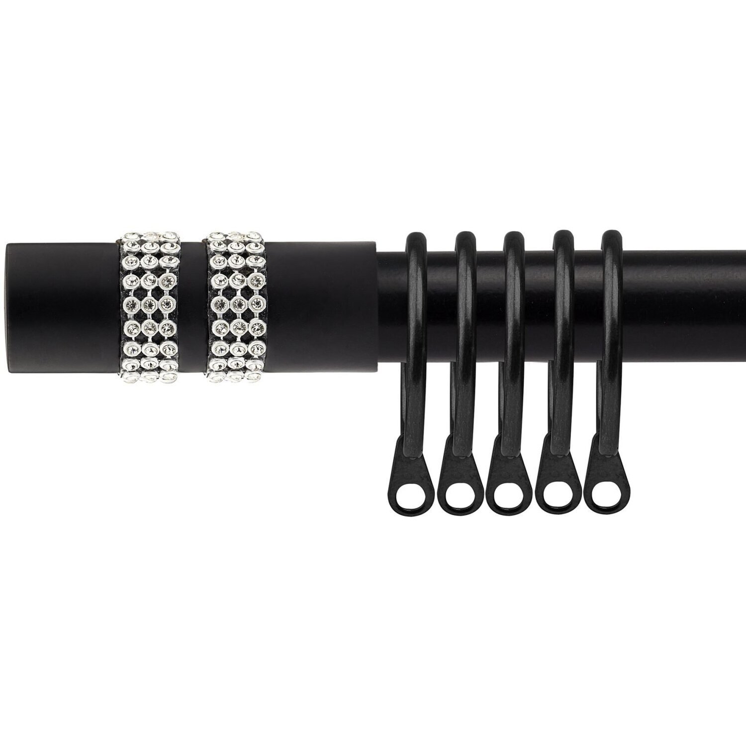 16-19mm Sparkle Extendable Durable Metal Curtain Pole Set - Black / 160cm