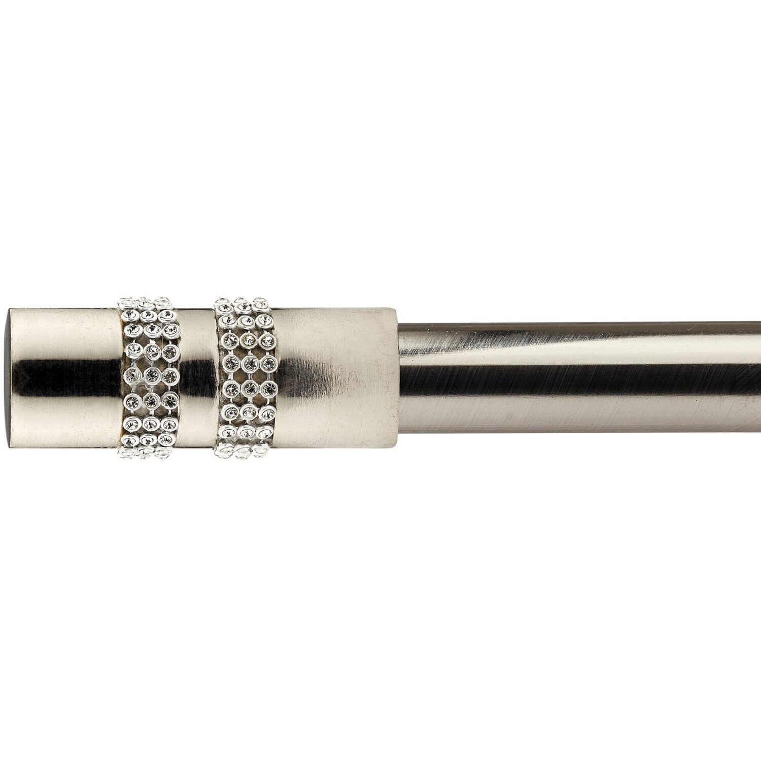 16-19mm Sparkle Extendable Eyelet Metal Curtain Pole Set - Satin Silver / 120cm