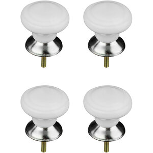 Set of 4 Classic Design White Ceramic Drawer Knobs
