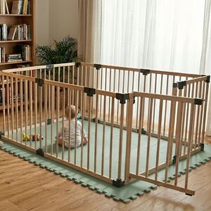 Safetots Wooden Play Den Hexagon 6 x 80cm,with Soft Foam Play Mat, Dusty Blue, 180cm x 150cm