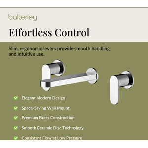 Balterley Current Modern Round Wall Mount 3 Tap Hole Basin Mixer Tap with Lever