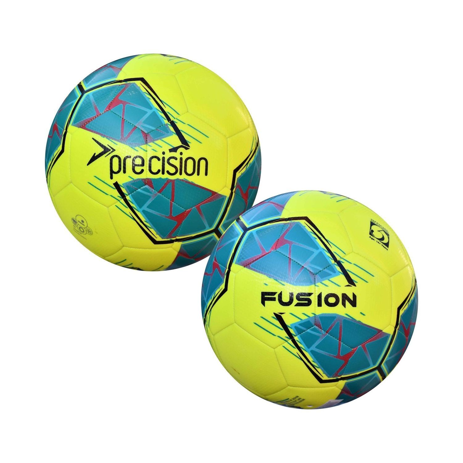 Precision Fusion Fifa Basic Training Ball - Fluorescent Yellow/Teal/Cyan/Red / 4