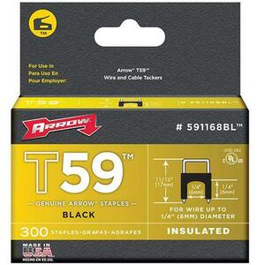 ARROW T59 Insulated Staples Black 6 X 6mm Box 300