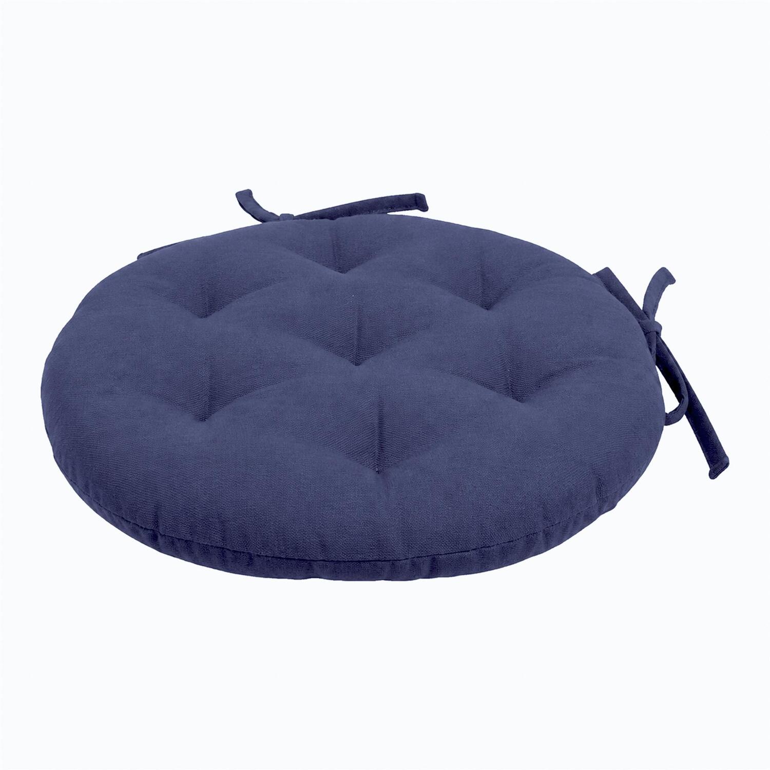 Harbour Housewares Navy 1X Round Seat Pad - 40 X 40Cm - | Dining Chair Cushions, Chair Pads, Seat Pads For Indoor, Kitchen, Outdoor Garden Patio, Chair Pad, Dining Bolster Cushion - Image 3