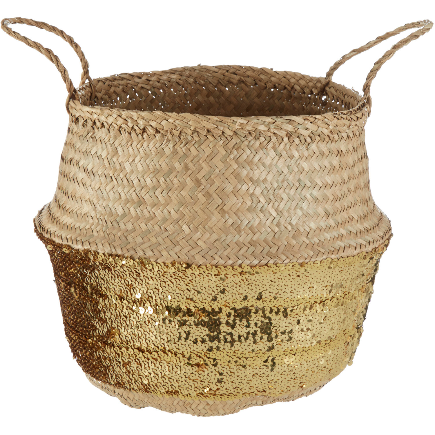 Image of Solas Gold Sequin Large Seagrass Basket&hellip;