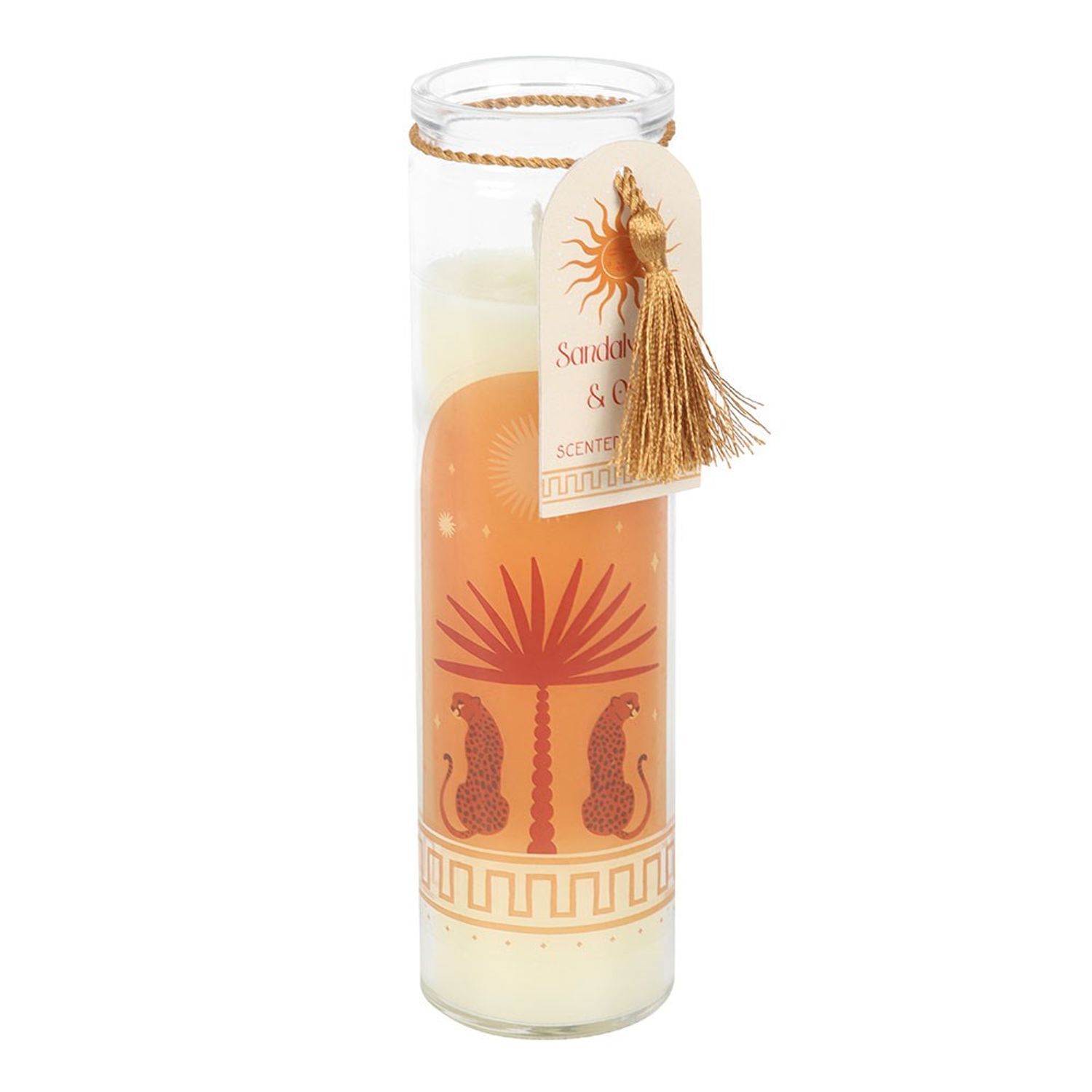 Something Different Sandalwood & Oud Leopard Palm Tube Candle - White/Orange