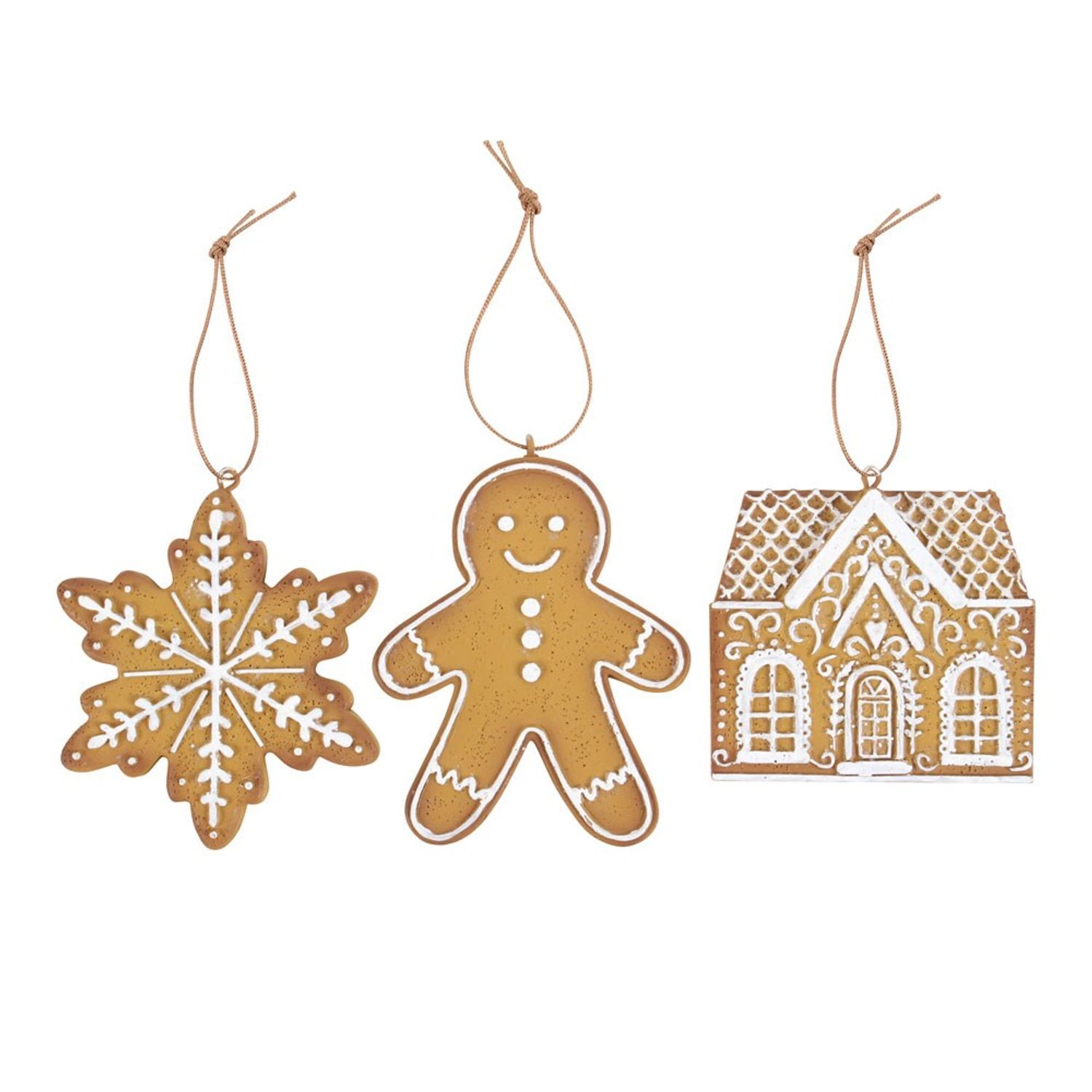 Something Different Gingerbread Hanging Decoration (Pack Of 3) - Brown