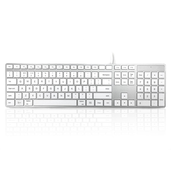 Accuratus 301 MAC USB Wired Keyboard - Full Size Apple Mac Keyboard - White and Silver