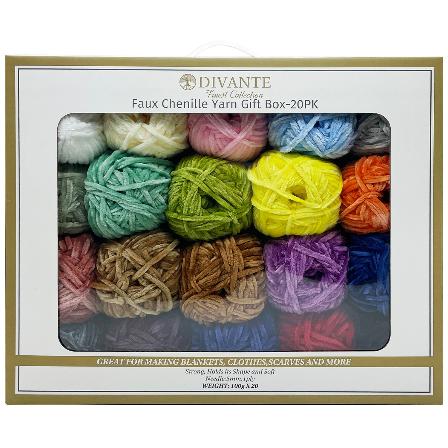 Divante Pack Of 20 Faux Chenille Yarn Gift Box