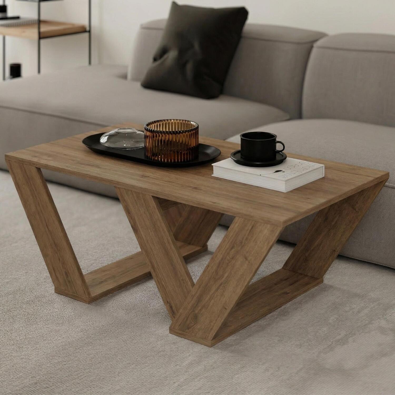 Decortie Pipra Rectangular Coffee Table - Dark Oak Effect