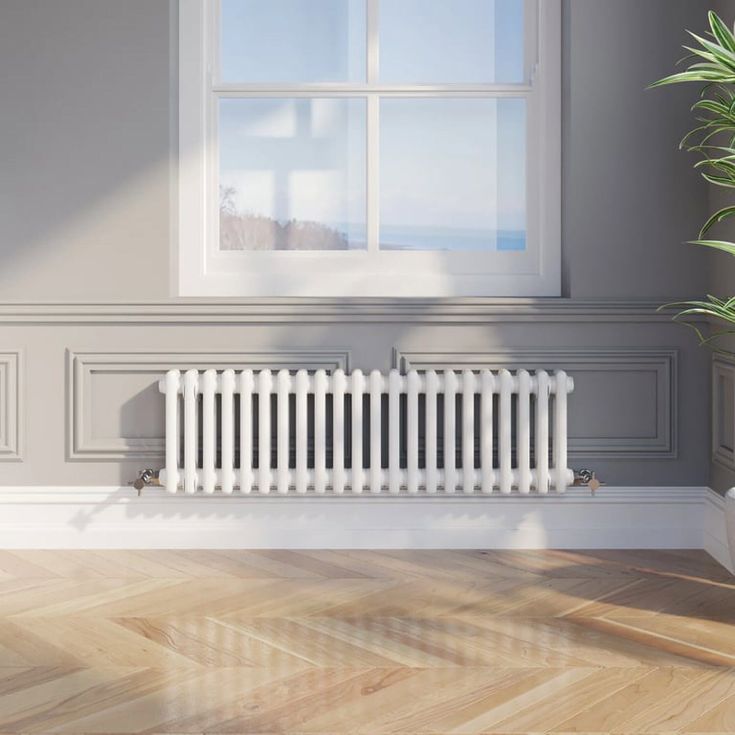 Temprazo Traditional Colosseum Double Bar Column Radiator White 300 X 605Mm - White / 300Mm / 1010Mm / 70Mm
