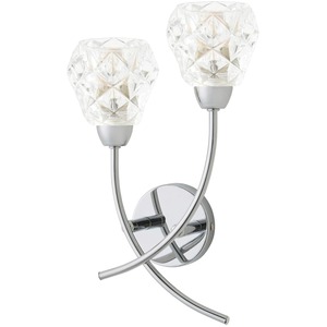 Astley Chrome 2 Way Wall Light with Swirl Effect Shades / No
