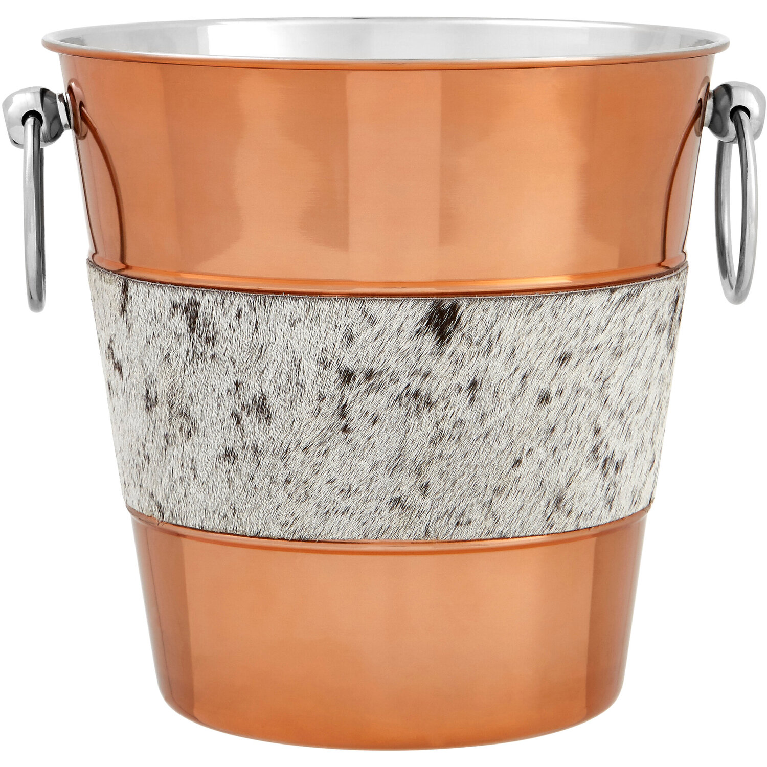Interiors By Premier Albany Copper Finish And Hair On Leather Champagne Bucket - Gold