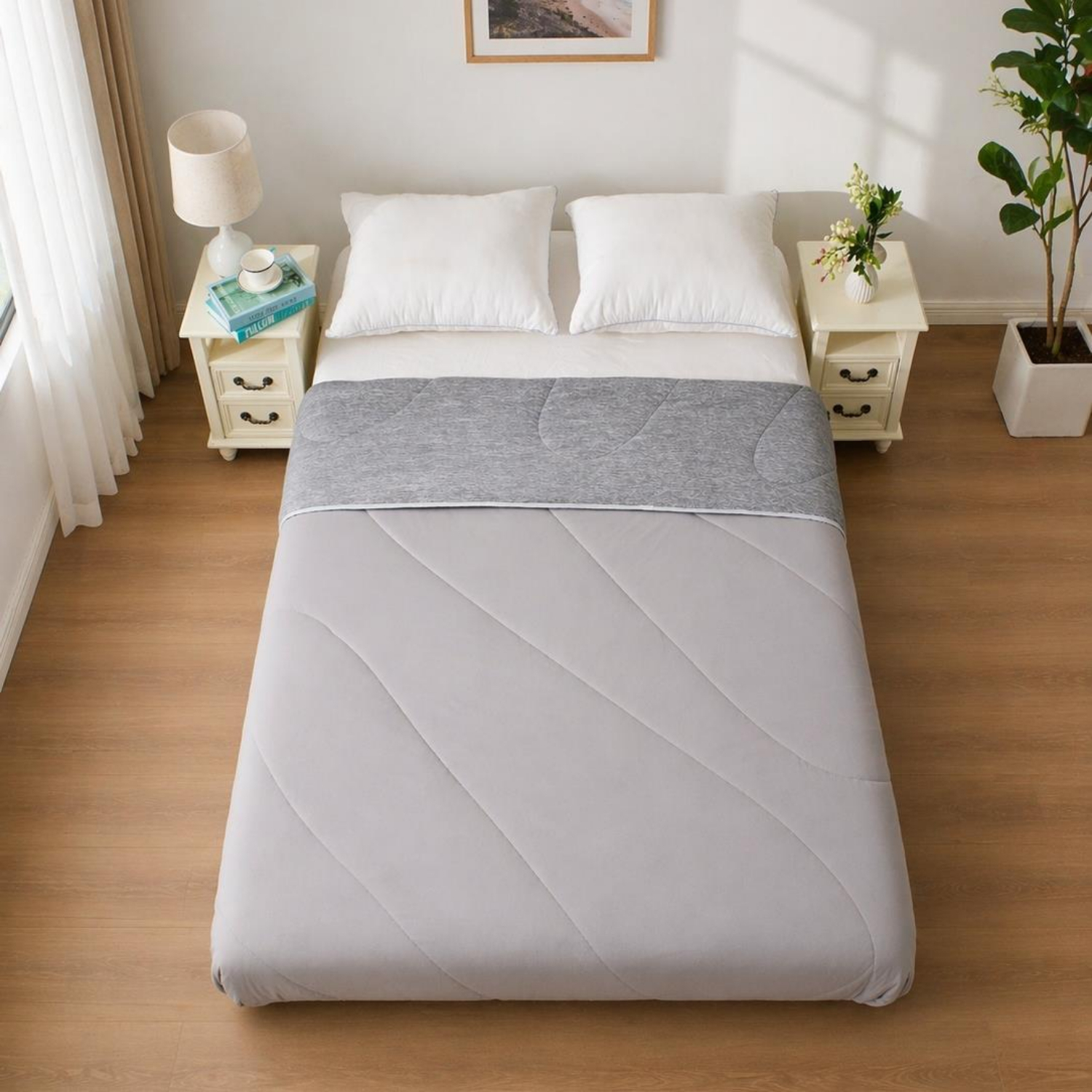 Dyzi Cooling Quilt Breathable Lightweight Soft Comforter Hypoallergenic in Charcoal | Size: 150 cm x 200 cm