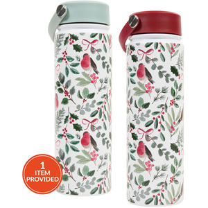 Festive Robin Stainless Steel Bottle with Lid