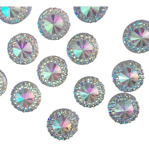 Pack of 12 Positano AB Clear Self Adhesive Round Crystals Flat Back