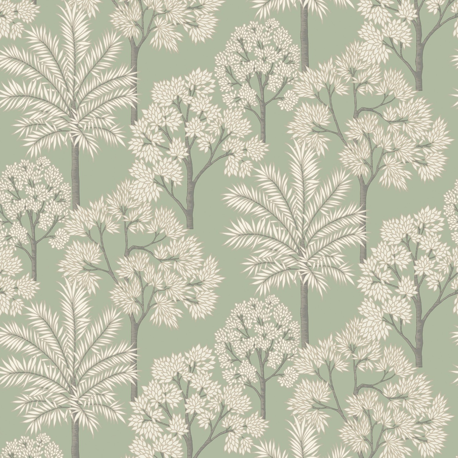 Grandeco Palm Forest Sage Green Wallpaper Metallic Leaves Vinyl - Image 4