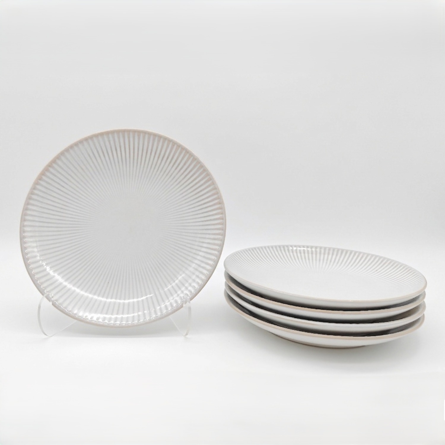 Image of Reactive Cream Glaze Dinnerware Dessert Plates&hellip;