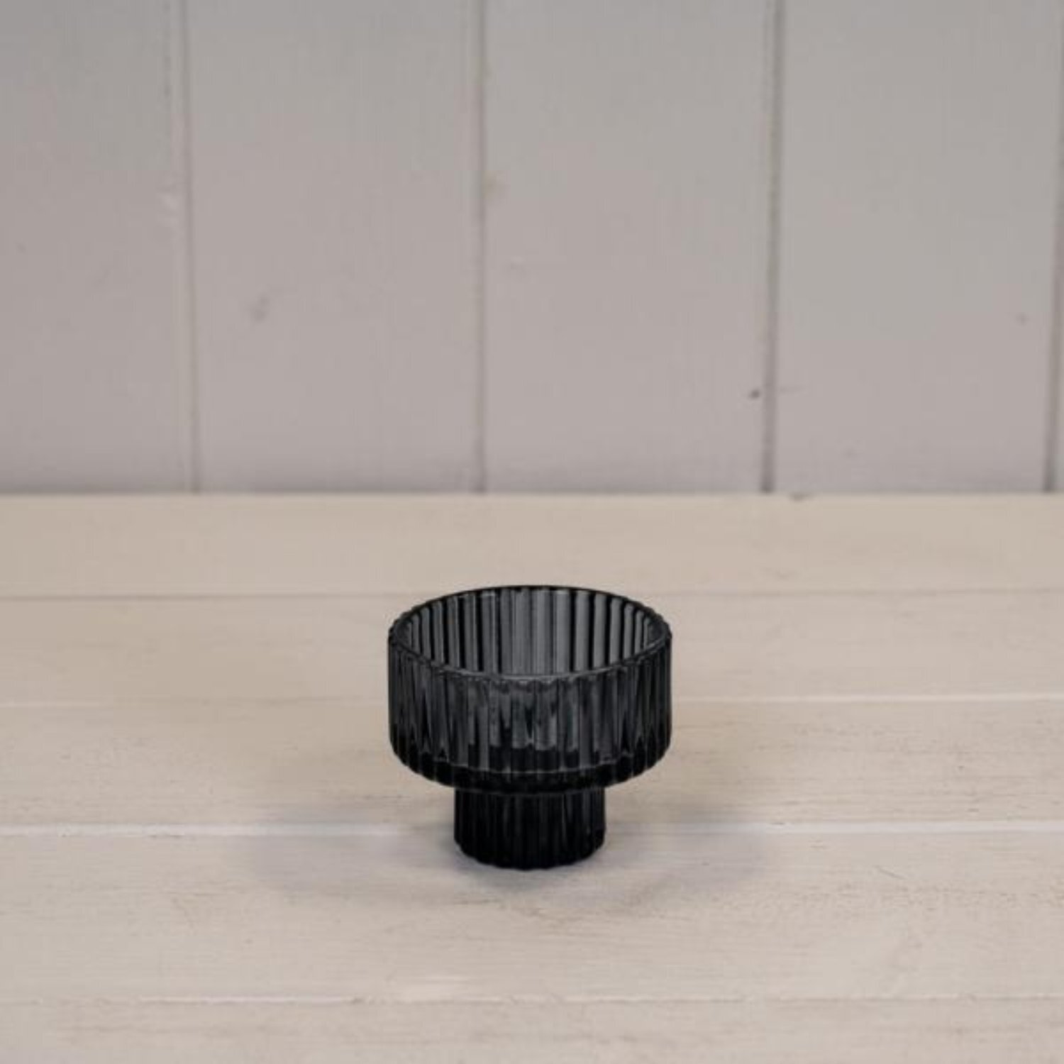  - Elegant Cool Grey Glass Candle Holder - Image 3