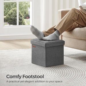 SONGMICS Storage Ottoman, Foldable Footstool, 22 L