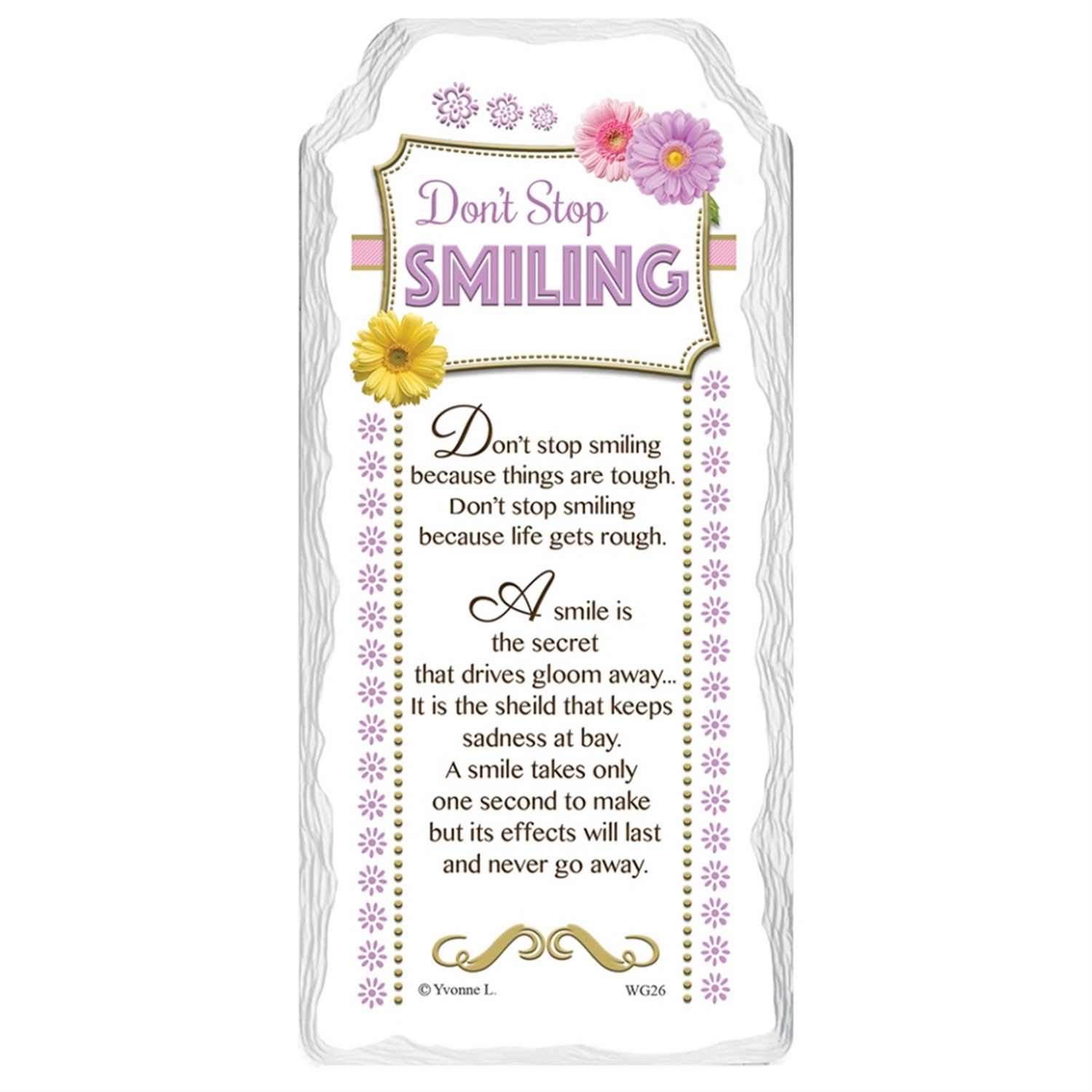Don't Stop Smiling Sentimental Handcrafted Ceramic Plaque - Multi