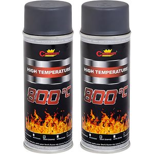 2 x 400 mL Grey Anthracite Heat-Resistant Enamel Spray Paint Silicone-Based Up to 800 C