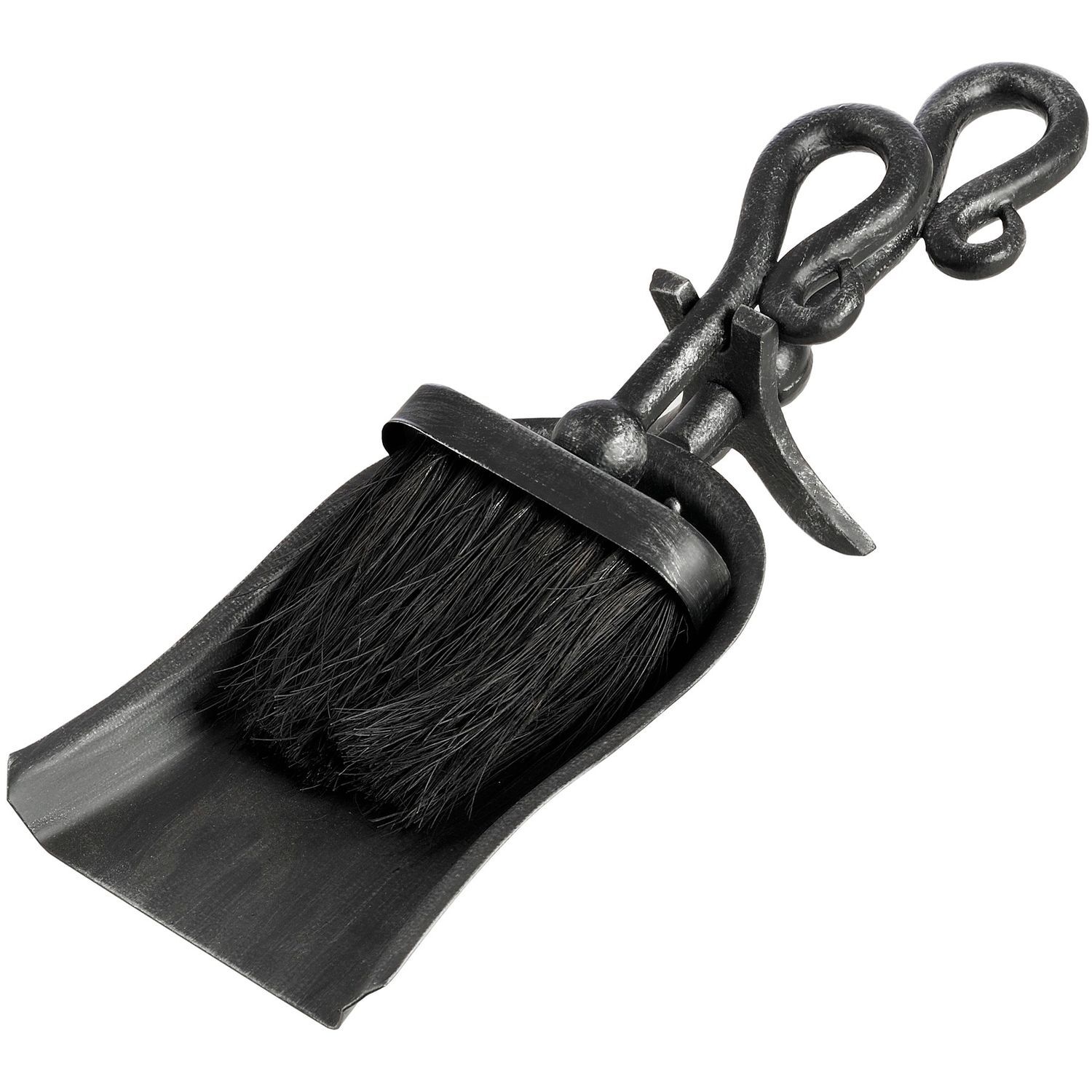 Hill Interiors Black Brushed Steel Crook Top Hearth Tidy Set - Silver/Black/Grey - Image 2