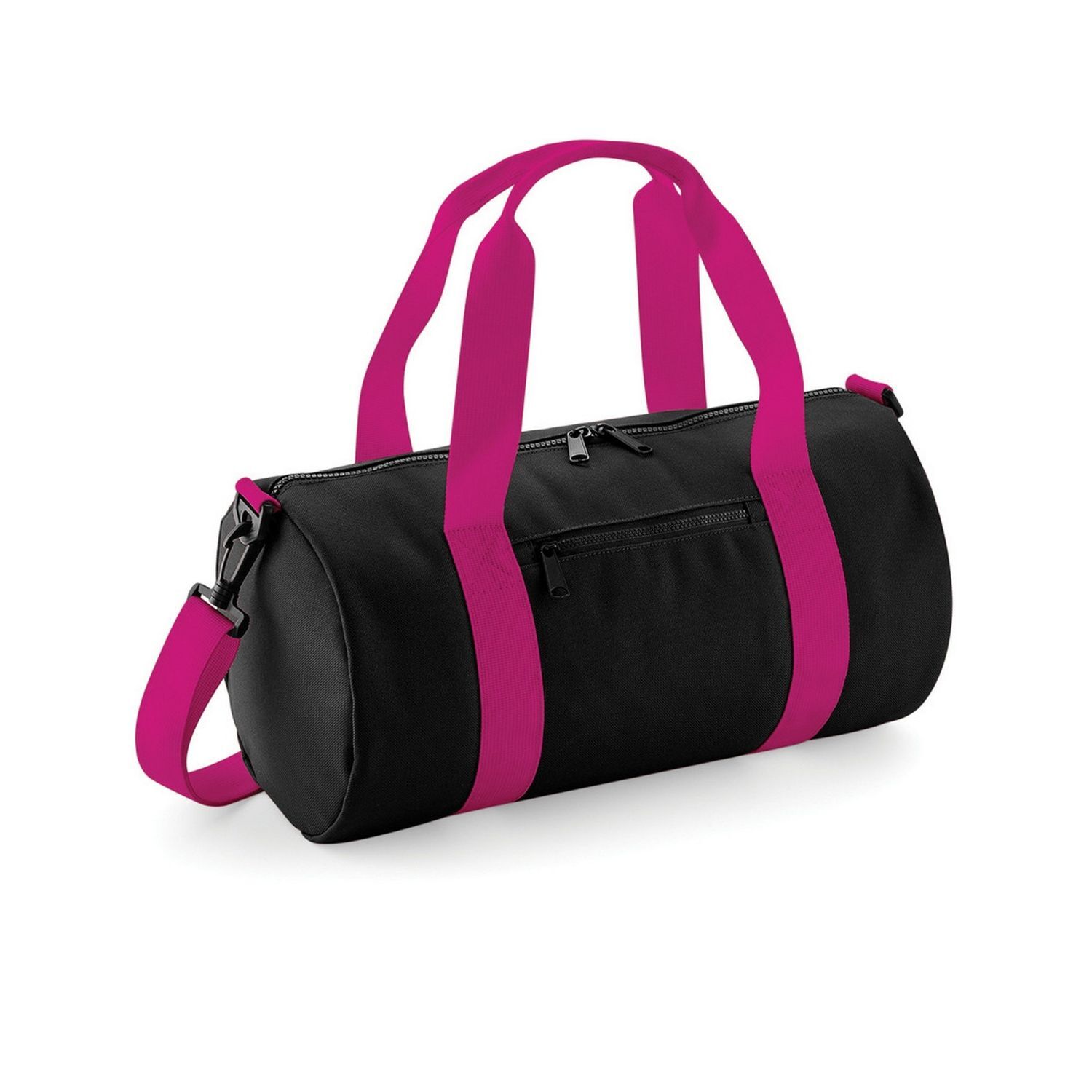 Bagbase Mini Barrel Shoulder Bag (Pack Of 2) - Black/Fuchia