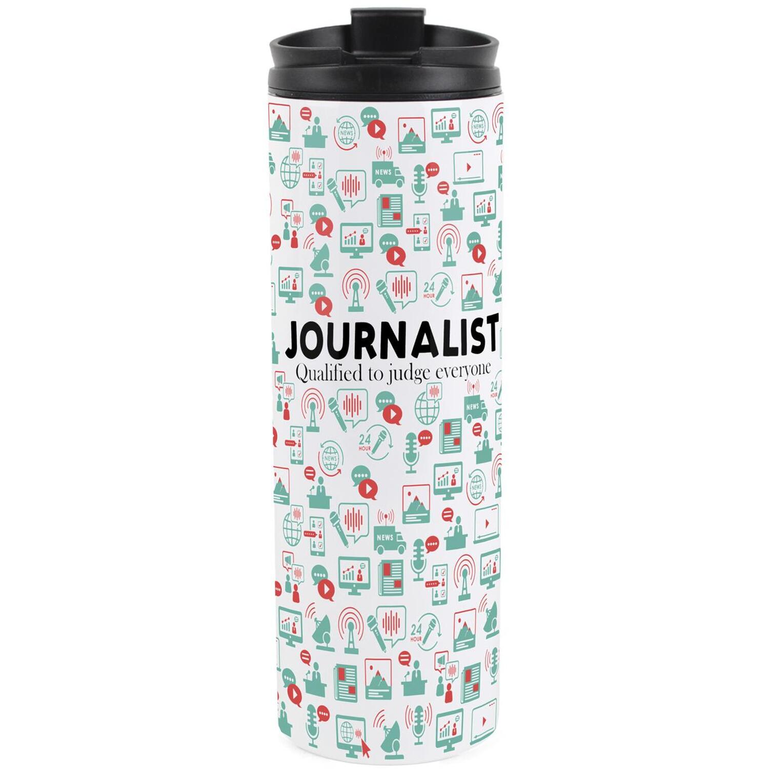 B&Q -  Journalist Travel MugNovelty Trades Gift Stainless Steel Vacuum-Sealed Double-Walled Hot/cold Drinks Travel Flask - Image 3
