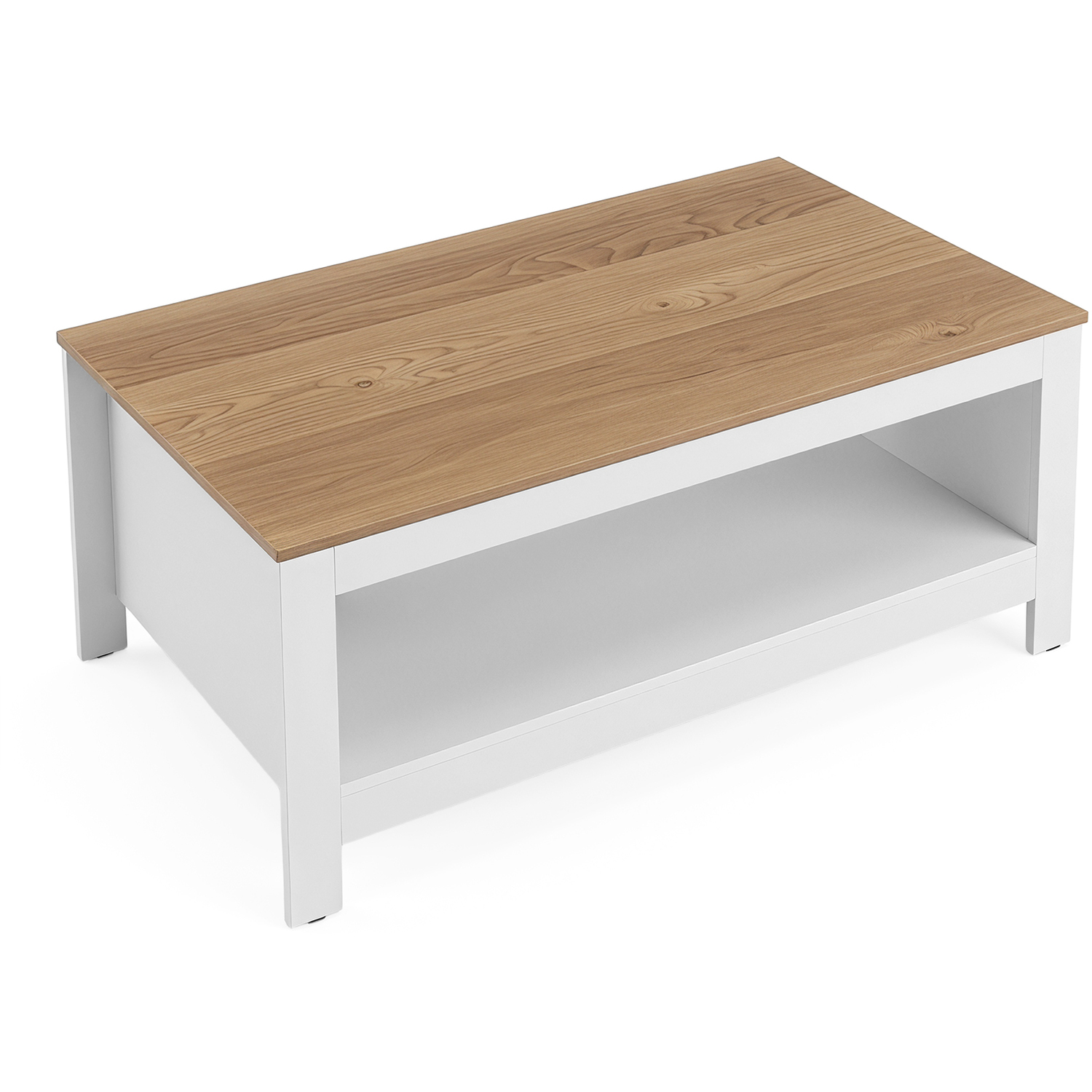 Costway 2 Tier Indoor Outdoor Farmhouse Coffee Table - White