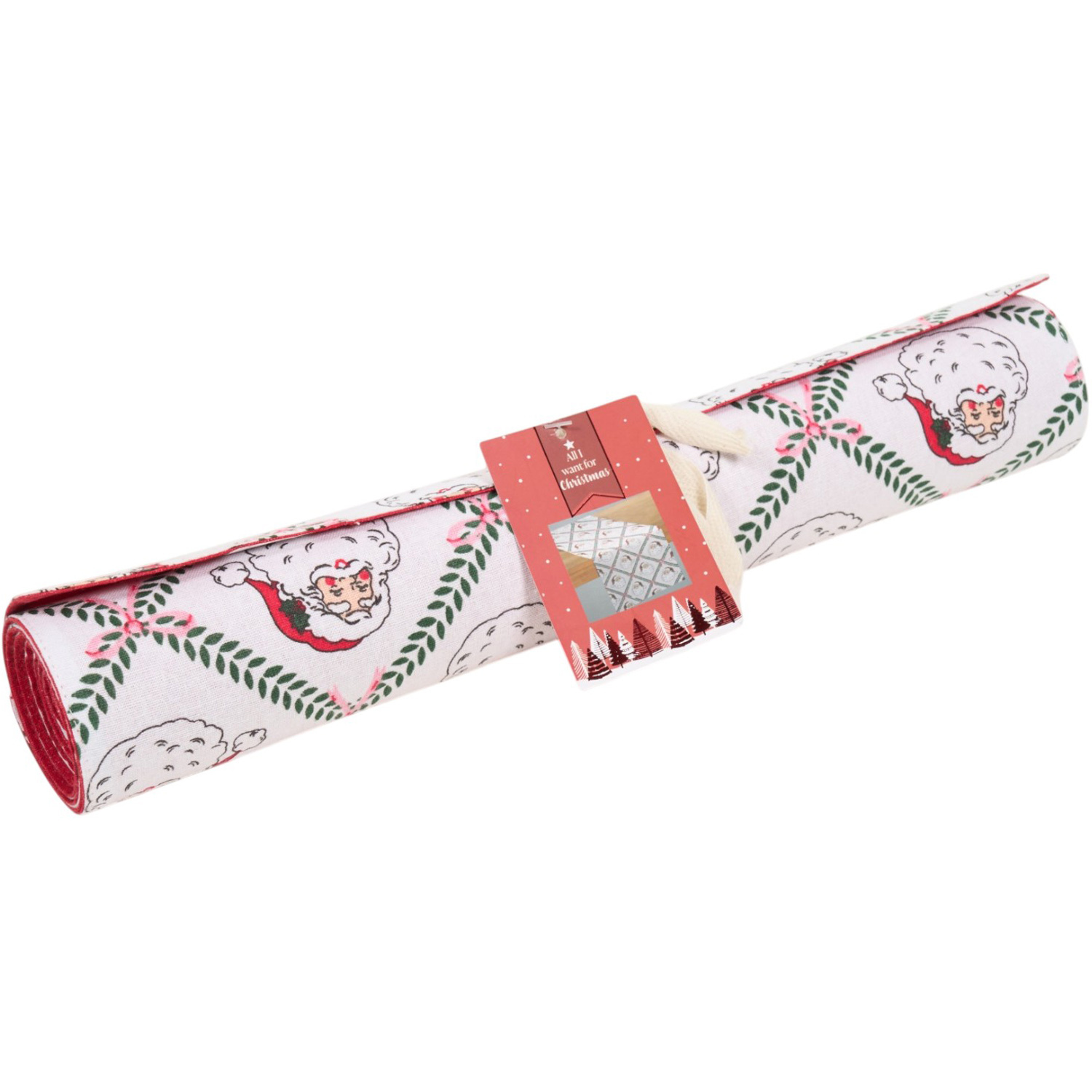 Fun Santa Christmas Table Runner in Red for Festive Dining Decor - Image 2