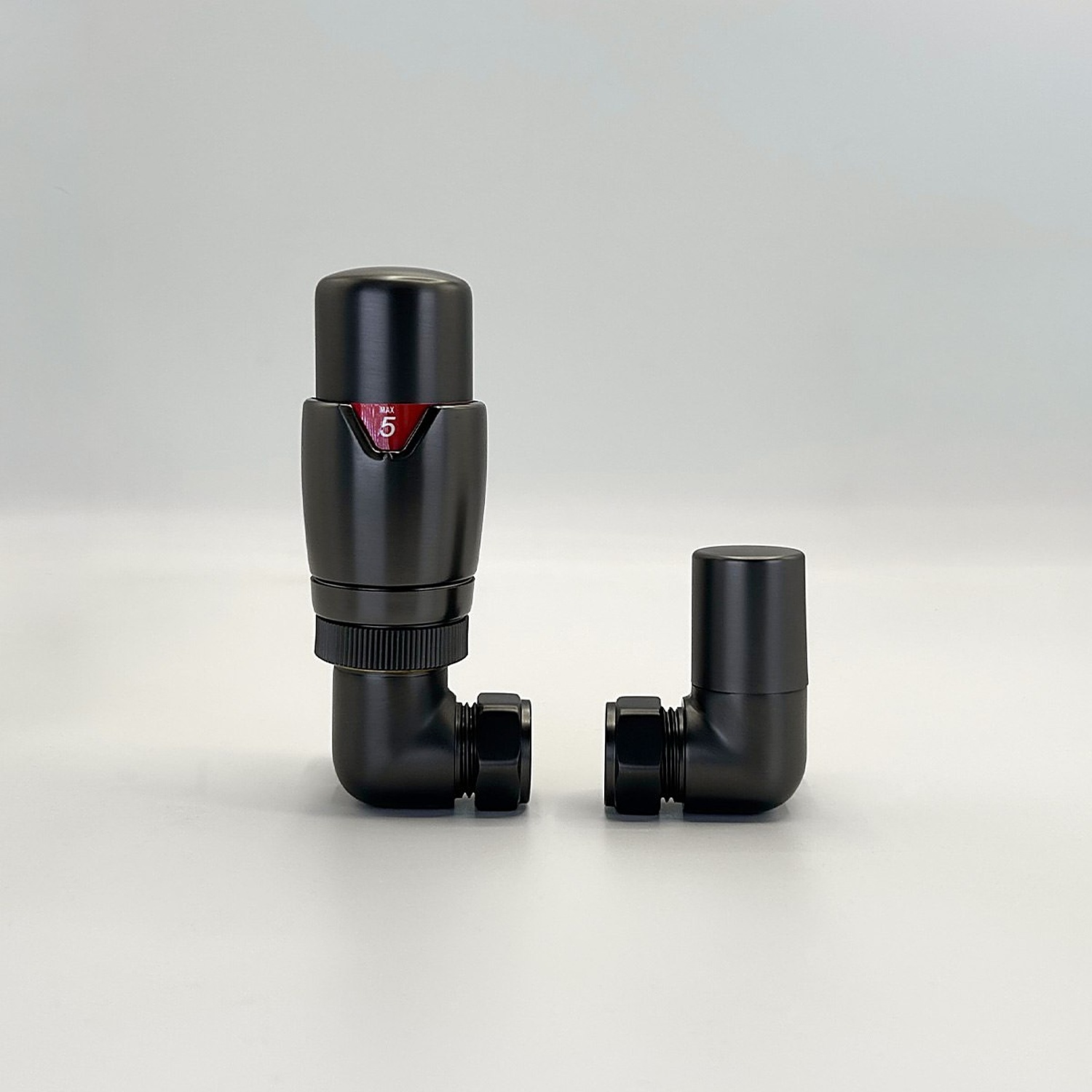Lux Heat Corner Brushed Gun Metal Thermostatic Valve Set - Gun Metal - Image 2
