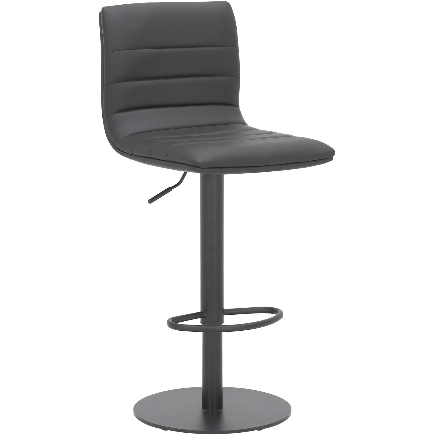 Rackhams Black Deluxe Aldo Bar Stool - Swivel Kitchen Stool With Gas Lift & Footrest - Image 3