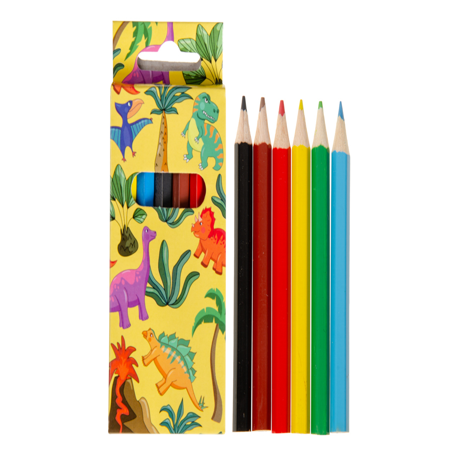 6 Pieces Dinosaur Colored Pencils 9cm - Fun Party Bag Fillers Gifts - Image 2