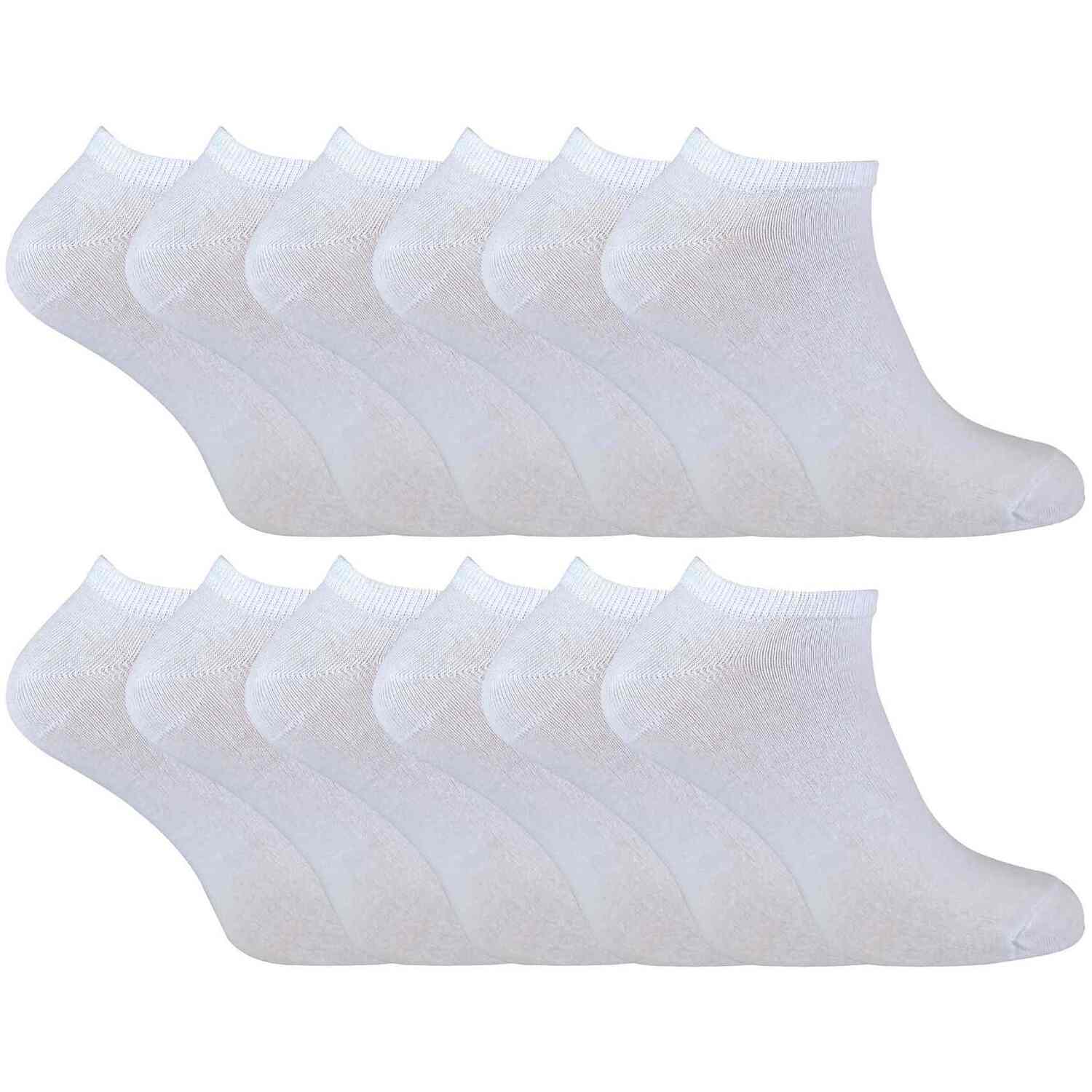 Sock Snob - 12 Pair Multipack Mens Quarter Trainer Socks - White Cotton - Size UK 4-6.5 - Image 3