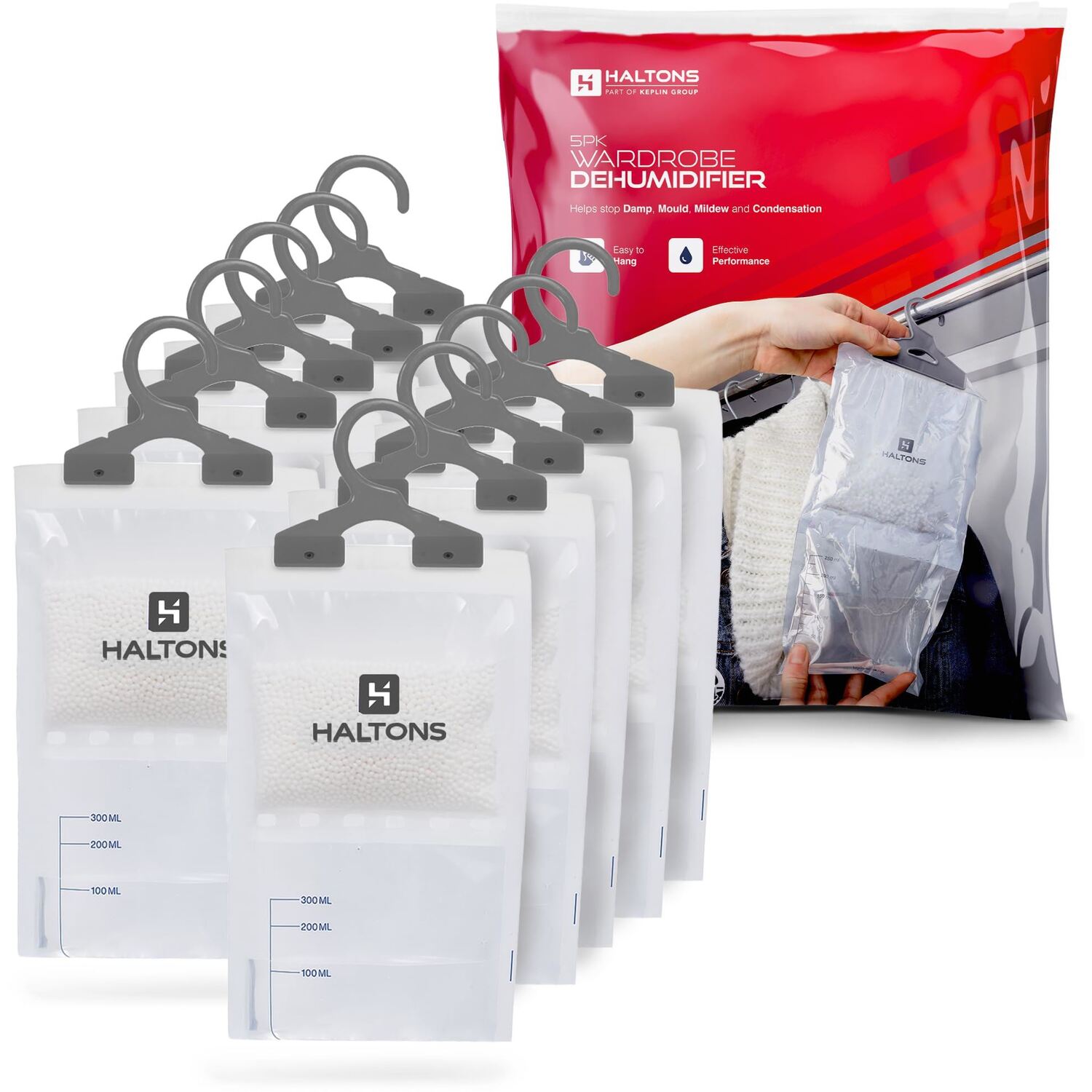 Haltons Wardrobe Dehumidifier 10 Pack Hanging Moisture Absorber Prevents Damp, Mould Leak Proof Bag - Image 3