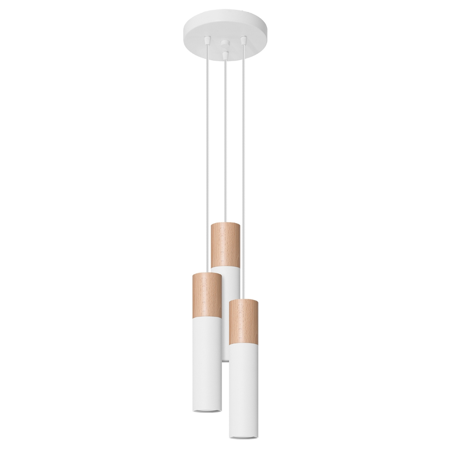 Sollux Lighting Pendant Lamp Pablo 3P Black - White/Natural Wood