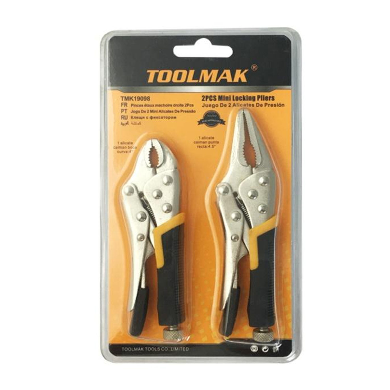 Toolmak Mini Locking Pliers (Pack Of 2) - Silver/Black/Yellow