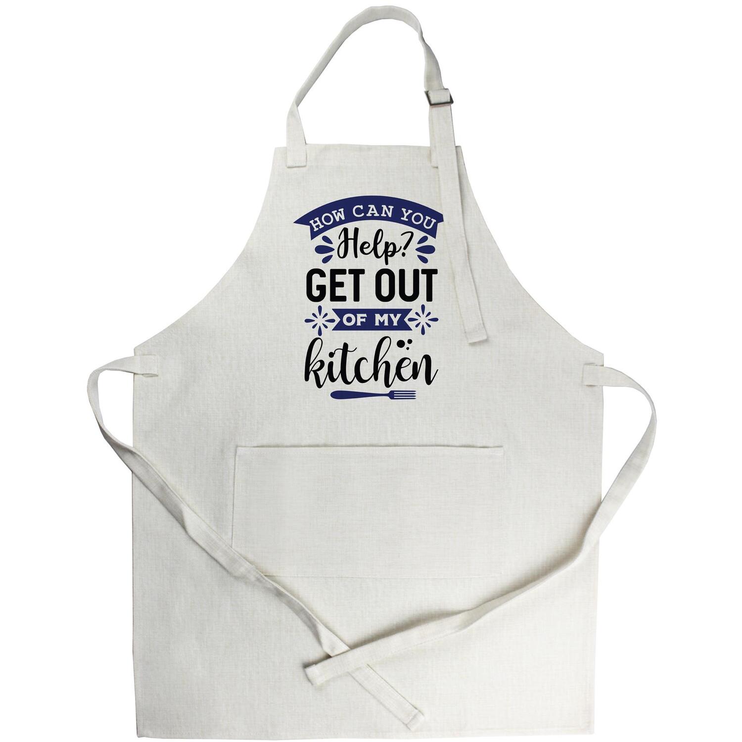 Purely Home Get Out Of My Kitchen Linen-Style Apron With Adjustable Ties & Pocket - Neutral