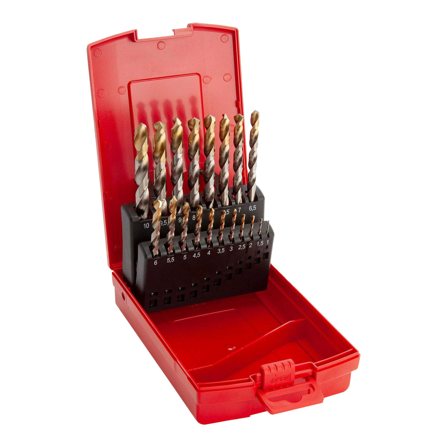 Dormer Titanium Coated Hss Drill Bit Set (Pack Of 19) A - Silver/Gold