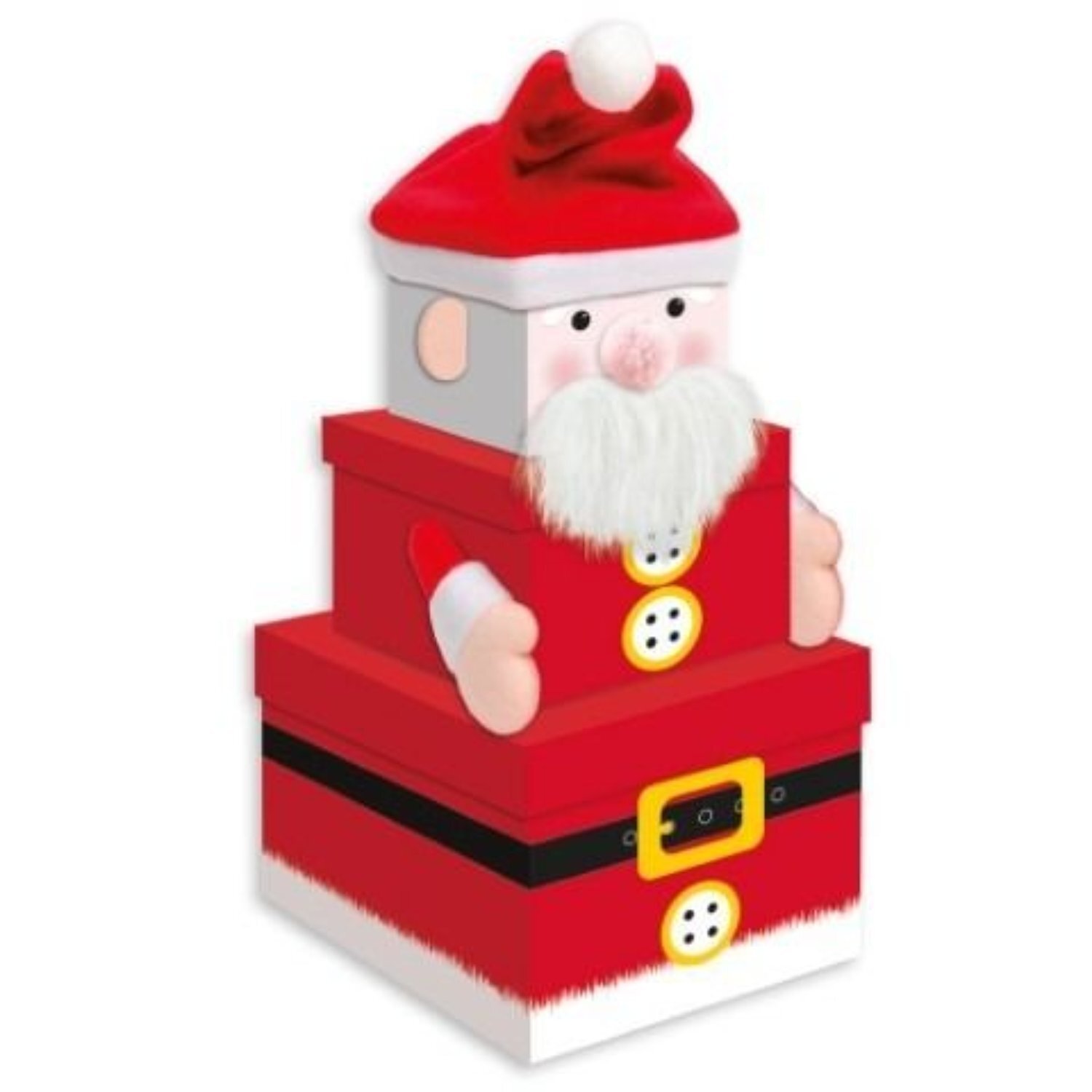  - Large Stackable Christmas Santa Gift BoxesRed - Image 3
