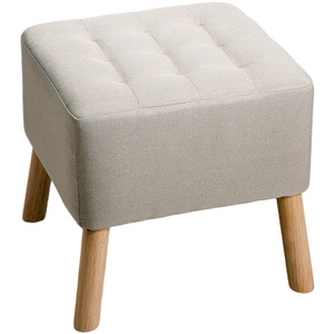 Linen Upholstered Footstool - Beige